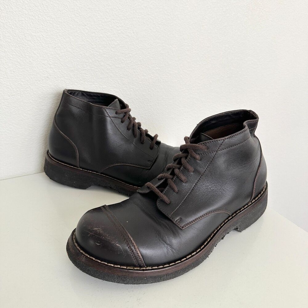 Marni Men's Lace Up Combat Boots Dark Brown Made in Italy City EU 43 US 10